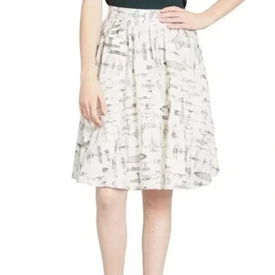 Modcloth On A Barrel Roll Aline Novelty Airplane Skirt S White Vintage Aviation - Image 1 of 4