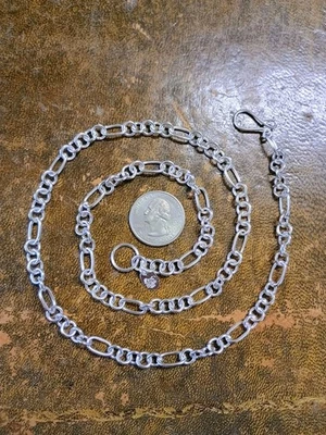 Taxco 34g 1-Oval & 5-Round Link 25"Handmade 925 Sterling Silver Chain Necklace  - Image 1 of 4