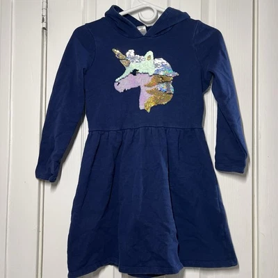 Vestido Suéter Carter’s Niñas Azul Brillo Unicornio Con Capucha Talla 12 Manga Larga Foto 1 de 4