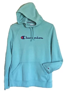 Champion Hoodie Damen mittelblau Pullover Sweatshirt Tasche Sport Sport Logo - Bild 1 von 6