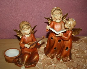 2 Figuren Engel Formano mit Instrument und als Teelichthalter - Bild 1 von 10