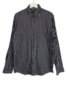 Bugatchi UOMO Mens Plaid Shirt Size M Stripe Flip Cuff Blue & Brown - Picture 1 of 8