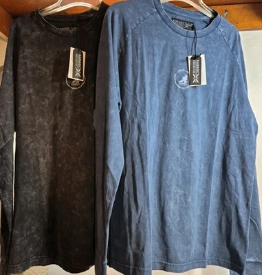 2- Camisas Kangol Talla Grande L - Manga Larga Mineral Lavadas - Negro y Azul Nuevo con Etiquetas Foto 1 de 4