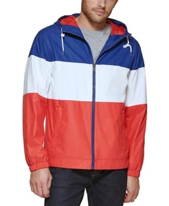 Club Room Men's Rubberized Lightweight Hooded Rain Jacket in Rinse-Small - Picture 1 of 11