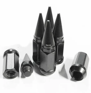 32x Pcs Set Spike Lug Nuts ¦ Black 14x1.5 ¦ 8 Lug Dodge RAM 2500 3500 2012-On - Picture 1 of 3