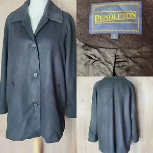 Vintage Pendleton Black Size 16 Coat Overcoat Jacket 100%Virgin Wool VGC - Picture 1 of 12