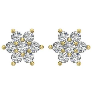Cluster Studs Earring I1 G 0.25 Ct Natural Round Diamond 14K Yellow Gold 5.95MM - Picture 1 of 11