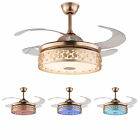 42 Inch Retractable Invisible Ceiling Fan with Light and Bluetooth Speaker 