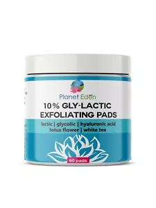 Planet Eden 10% Gly-Lactic Glycolic & Lactic Acid Skin Peel Exfoliating Pads 60 - Picture 1 of 3