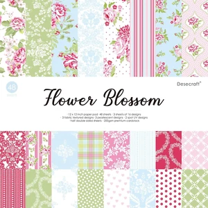 48 Sheets 12X12 Scrapbooking Cardstock Decorative Paper Pack - Flower Blossom - Picture 1 of 12