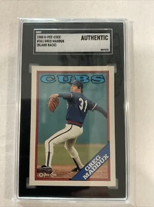 1988 O-Pee-Chee #361 Greg Maddux HOF ( Error blank Back ) SGC Authentic - Picture 1 of 4