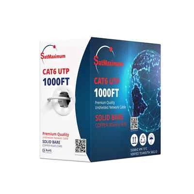 1000ft CAT6 UTP CMR Riser Ethernet Cable 23AWG Solid Bare Copper Wire White - Image 1 of 4