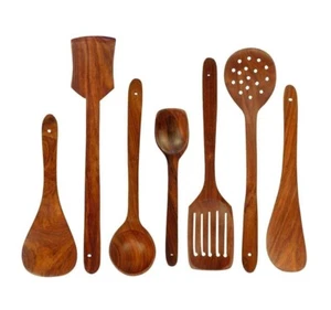 Wooden Serving and Cooking Spoons Set Kitchen Organizer Items Kitchen Accessorie - Picture 1 of 4
