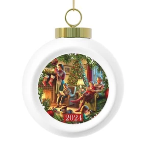 Home for Christmas 2024 Family Around Tree Sober Holiday Christmas Tree Ornament - Picture 1 of 9