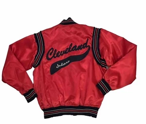 VTG Cleveland Indians Jacket 1960s Satin Button Down Embroidered Rare Coat Sz L - Picture 1 of 21