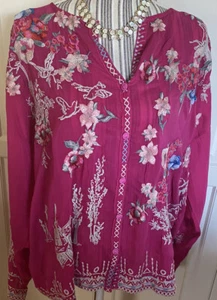 JOHNNY WAS NEU MIT ETIKETT $ 335 GRÖSSE L ELIAS BESTICKTE BLUSE ROSE VIOLETT CUPRA! 26 - Bild 1 von 7
