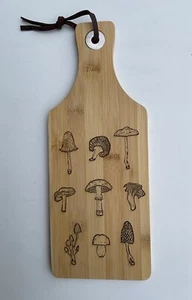 Artist Hand Drawn Mushroom Design Serving Cheese Chopping Board Bamboo Wooden - Picture 1 of 4