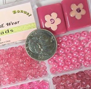 Cuentas para Fabricación de Joyería ROSA Mezcla CUENTAS DE PLÁSTICO Cubo Redondo Artesanía Variedad Cuentas - Imagen 1 de 12