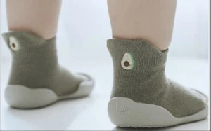 Premium Sock + Non-Slip Baby Slip-Ons (For 18-24 Mos); Green With Avocado Design - Picture 1 of 3