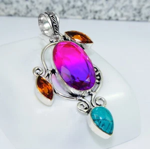  Ausdrucksstarke Damenanhänger Anhänger Sterlin Silber 925  faktierte Tourmaline - Bild 1 von 2
