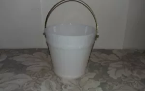 Vtg Frosted Victory Glass Ice Bucket w/Hammered Aluminum Goldtone Handle - Picture 1 of 4