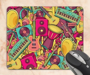 Musical Instruments Mouse Pad Mat Non Slip Non Fading Rubber back - Picture 1 of 4