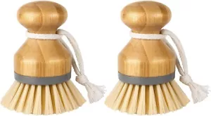 Bamboo Palm Brush, Scrub Brush for Dishes Pots Pans Kitchen Sink Cleaning, Pa... - Picture 1 of 8