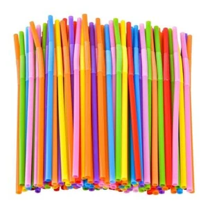 US-100pcs Disposable Color Straws Can Be Bent new~ - Picture 1 of 12