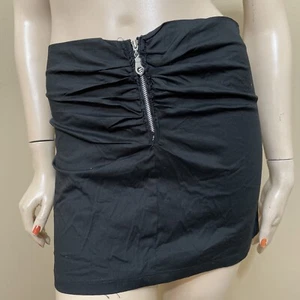 Women’s Black Cotton Casual Summer Stretch Slim Pleated Zipper Mini Size S Skirt - Picture 1 of 17
