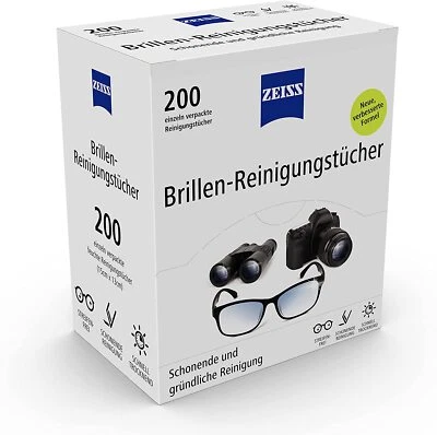 ZEISS Brillen-Reinigungstücher mit Alkohol 200 Stück NEUE REZEPTUR