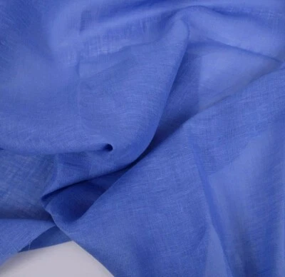 100% linen blue fabric SHEER weight 95gsm gauze blue - Image 1 of 4