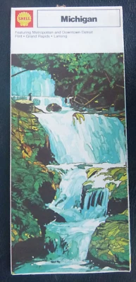 1974 Michigan road map Shell oil gas city inserts - Image 1 of 4
