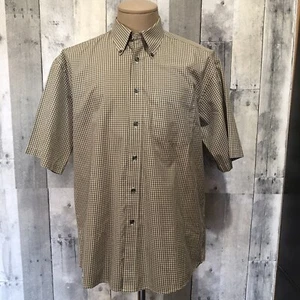 St Michaels From Marks & Spencer Mens Olive Plaid Button Up Shirt - Size 16 1/2 - Picture 1 of 8