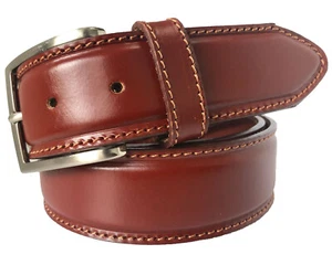MENS ITALIAN LEATHER BELT MAHOGANY TAN 40mm S M L XL XXL - Picture 1 of 2