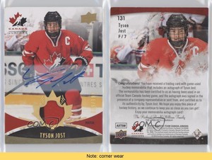 2016 Team Canada Juniors Men's Gold Spectrum /199 Tyson Jost #131 Patch Auto