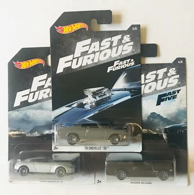3 Cars Fast & Furious 1/64 Hot Wheels Nissan Skyline GT-R Chevelle SS 70 CFoto  - Immagine 1 di 4