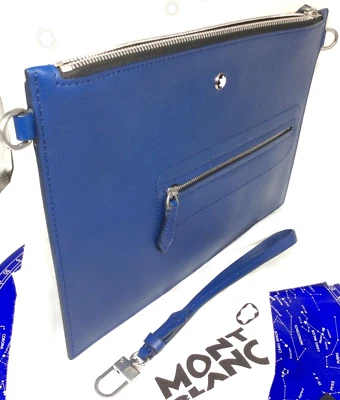 Precio de venta sugerido por el fabricante $725 - Montblanc Meisterstück MB130063 bolsa azul 11x7,5 cuero suave - OFERTA Foto 1 de 4
