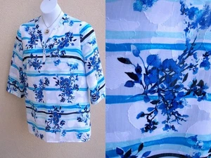 Chico's Túnica Top Camisa Talla 2 M L 12 14 Asiático Jacquard Loto Gingko Hoja Blusa - Imagen 1 de 16