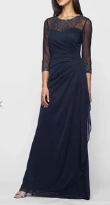 Alex Abendkleid A-Linie Netzkleid mit Perlen Illusion Herzausschnitt Gr. 18. Neu - Bild 1 von 11