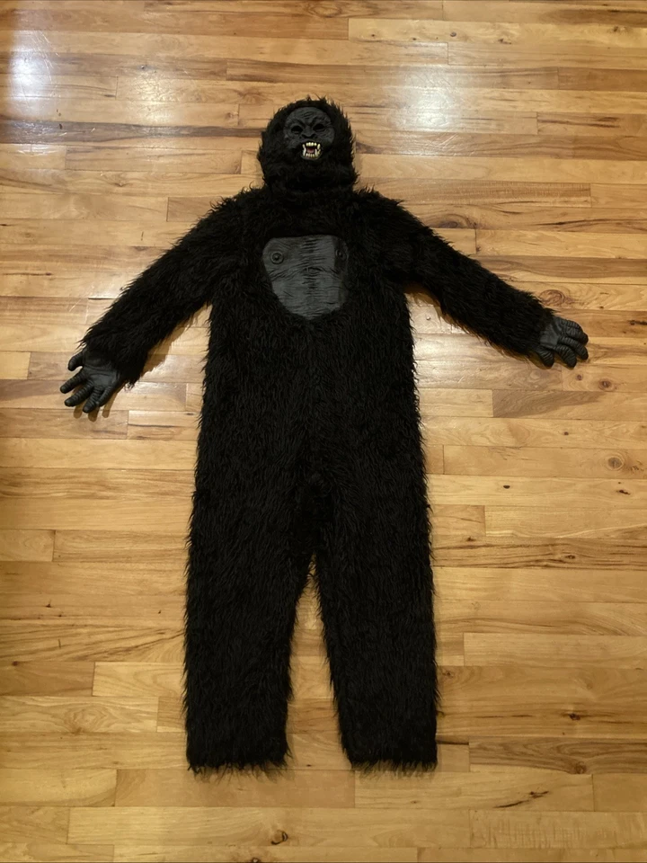 Gorilla черная обезьяна костюм Хэллоуин мальчиков молодежи XL искусственного меха комбинезон капюшон цель - Изображение 1 из 4