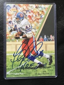 Floyd Little Denver Broncos Signed 4x6 Goal Line Art Card # 1 JSA  COA  CF42173 - Picture 1 of 2
