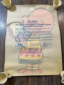 Vintage 60er 70er Charlie Brown Dri Mark Vinyl Aufkleber Schild Laden Display Peanuts groß - Bild 1 von 7