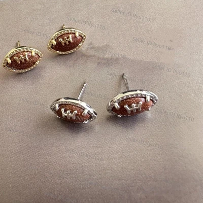 Novos brincos de ouro/prata KenFootball em pedra dourada laranja - Imagem 1 de 4