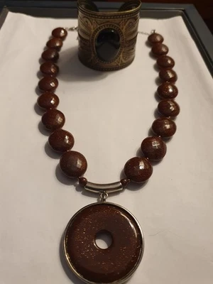 Hübsche Kette/Collierund Armband/Spange-Set.Kette mit Kettchen verstellbarca.58c - Bild 1 von 4