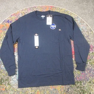 Dickies Heavyweight Long Sleeve Pocket T-Shirt Men's M Dark Navy WL450 NEW NWT - Picture 1 of 8