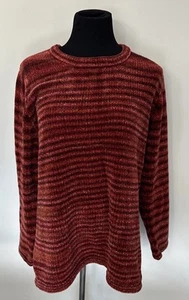 Denim & Co. Sweater Womens Size Large Red Long Sleeve Ombre Striped Long Sleeve - Picture 1 of 6