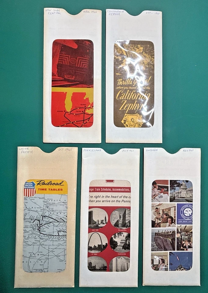 LOT of (5) RAILROAD TIMETABLES: 1960s Southern-NY Central-Zephyr-Union-Penn - Image 1 of 4