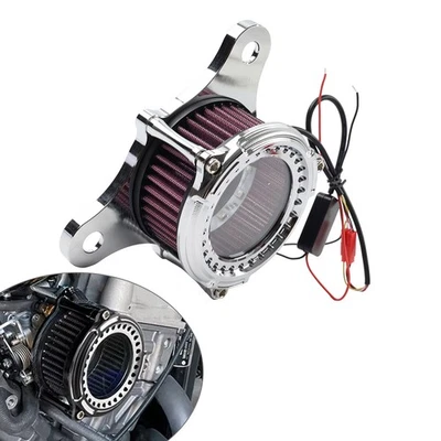 Air Cleaner Intake Filter W/ Light For Harley EVO Touring Softail Fat Boy Chrome Foto 1 de 4