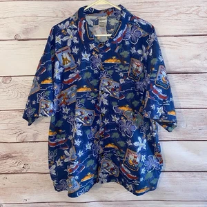 Disney Hawaiihemd Herren XXL Blau Goofy Pluto Tropical Aloha Vacation Print - Bild 1 von 10