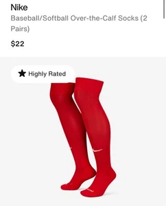 DJ9737-657 S(3-5 Youth) (4 Pairs)Nike Baseball/Softball Over the Calf Socks - Picture 1 of 9